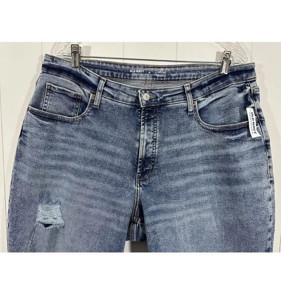 NWT Old Navy High Rise Curvy O.G. Straight Secret Smooth Pockets Blue Sz 18 - Picture 2 of 13